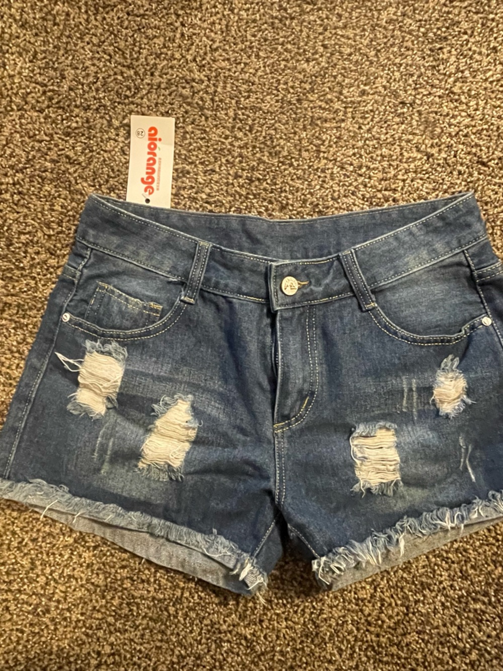 Narianna Blue Distressed Denim Cutoff Shorts
